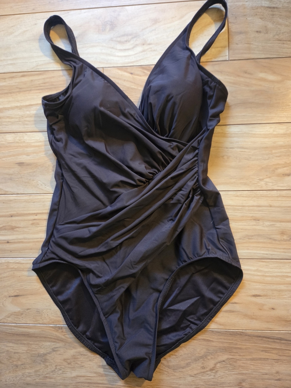 Miraclesuit Swimsuit Slimming Wrap Style Brown Size 12 - Picture 2 of 7